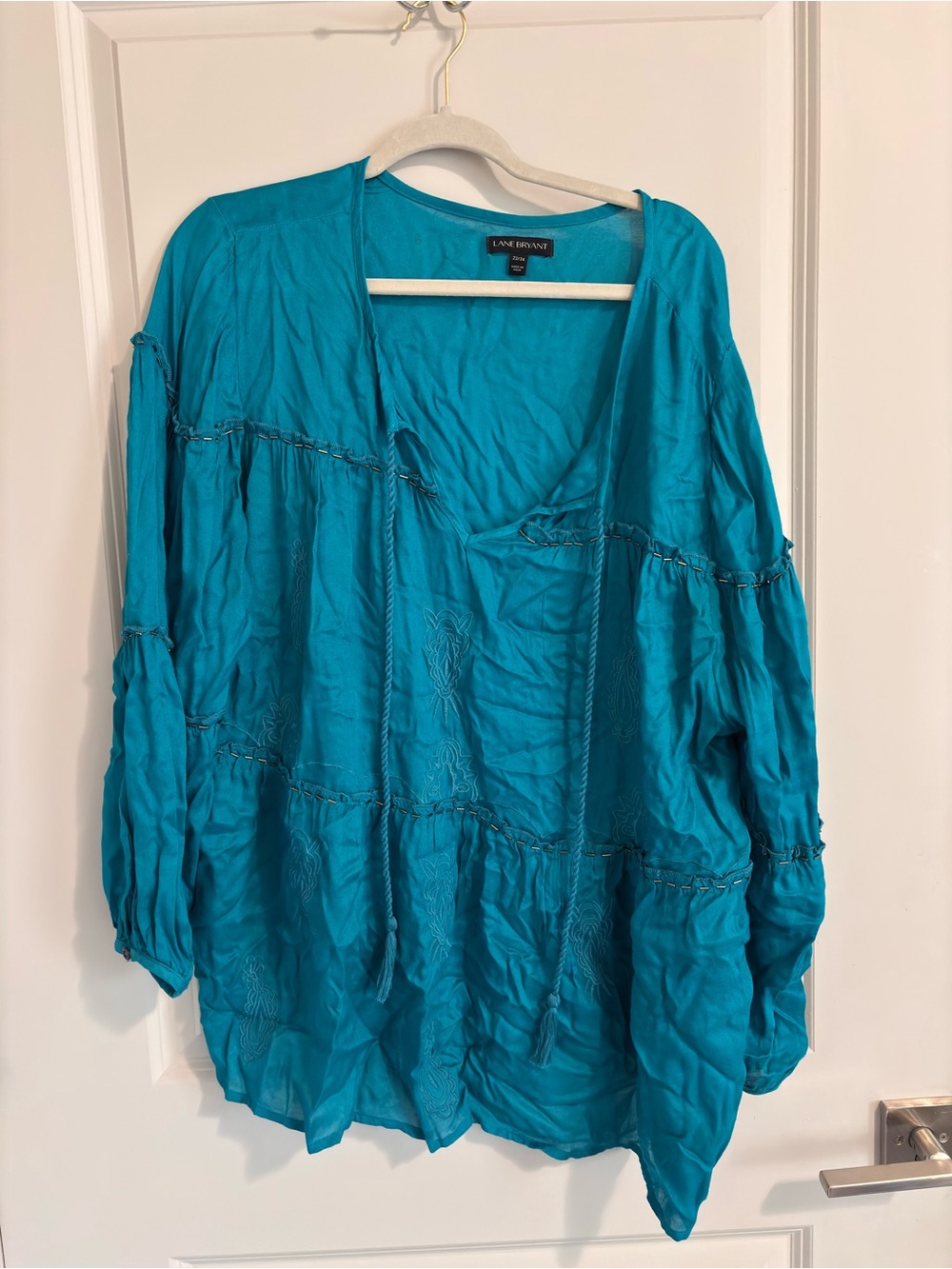 Lane Bryant Teal Boho V-Neck Peasant Tunic